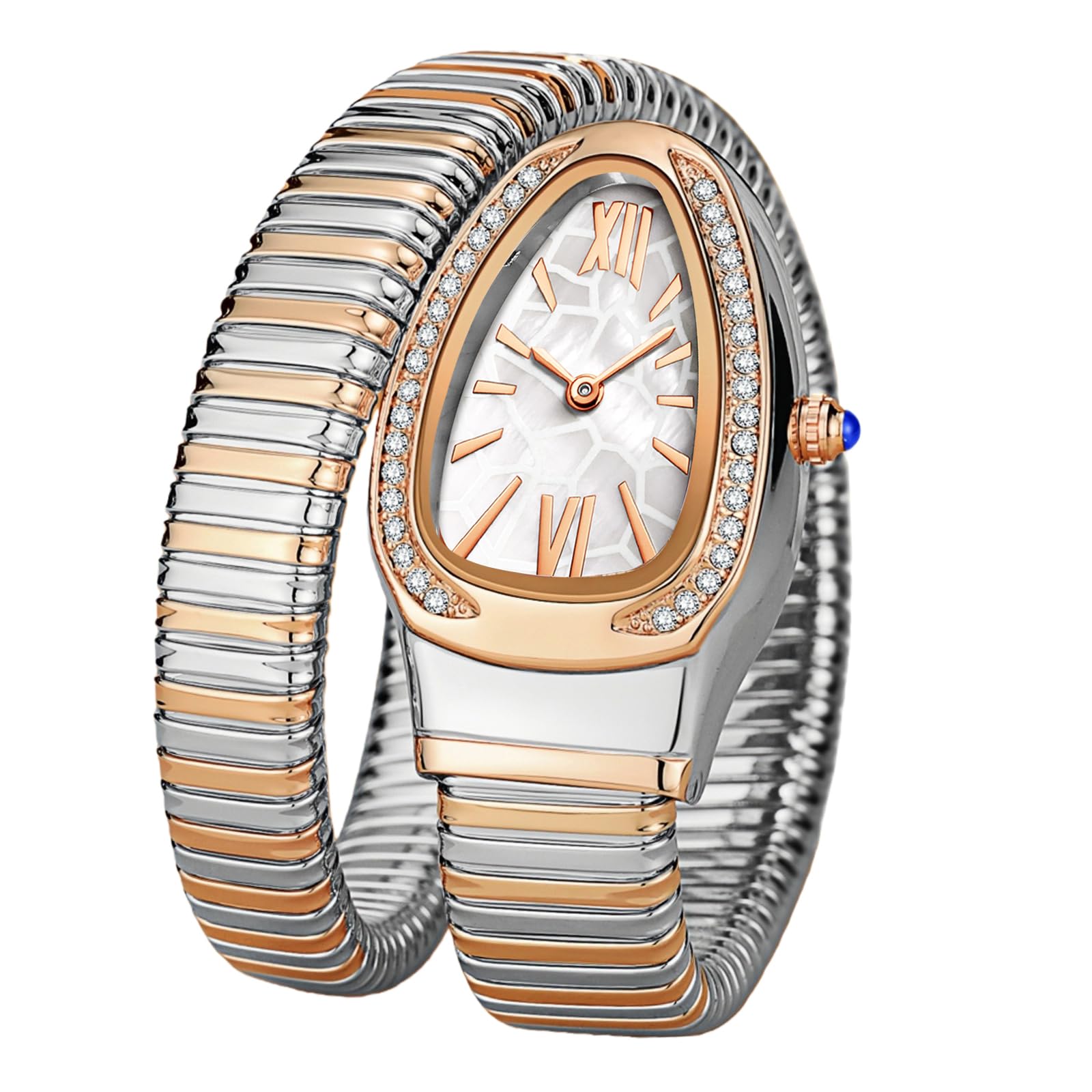 Gosasa Reloj de pulsera de serpiente para mujer, elegante reloj de pulsera envolvente, reloj de cuarzo estilo joyería de moda, reloj serpenti ajustable para vestido y regalo