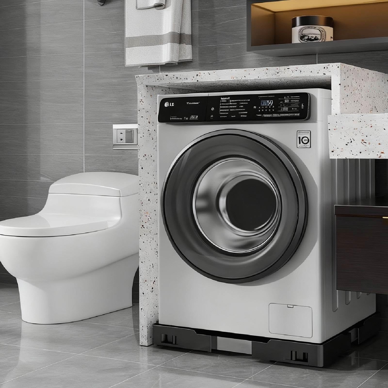 Base anti-vibración con ruedas Antideslizantes Soporte Lavadora Secadora para mover fácilmente la lavadora o secadora Ancho 45-65cm Base de Muebles y Exterior Blanco