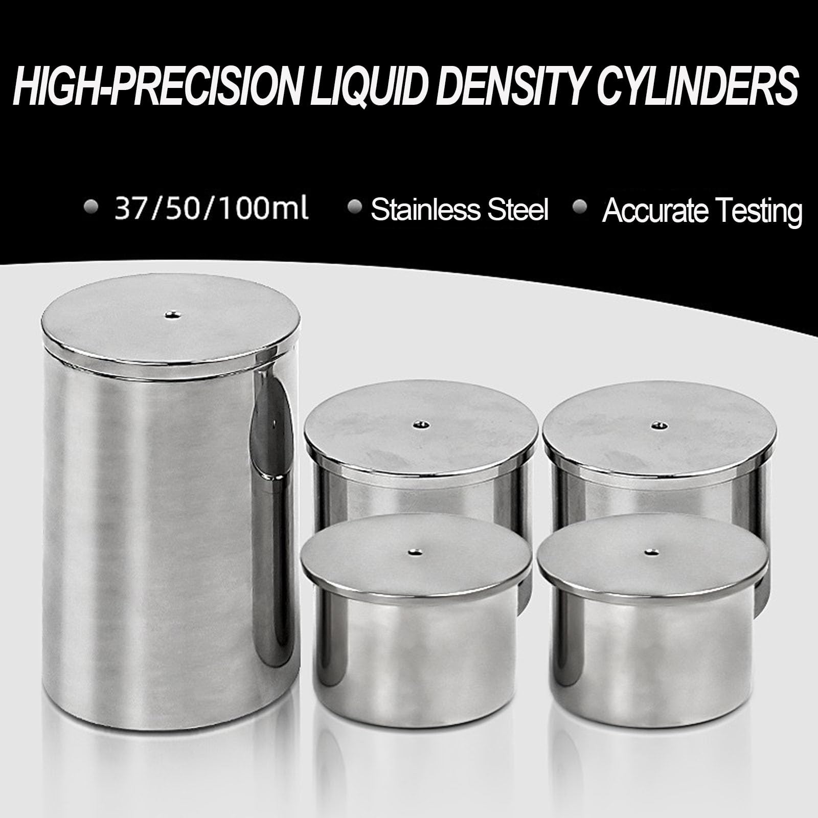Vaso De Gravedad Específica De Acero Inoxidable De Alta Precisión De 37/50/100 Ml, Picnómetro De Líquidos con Caja De Aluminio, Medidor De Viscosidad De Líquidos, para 37ml