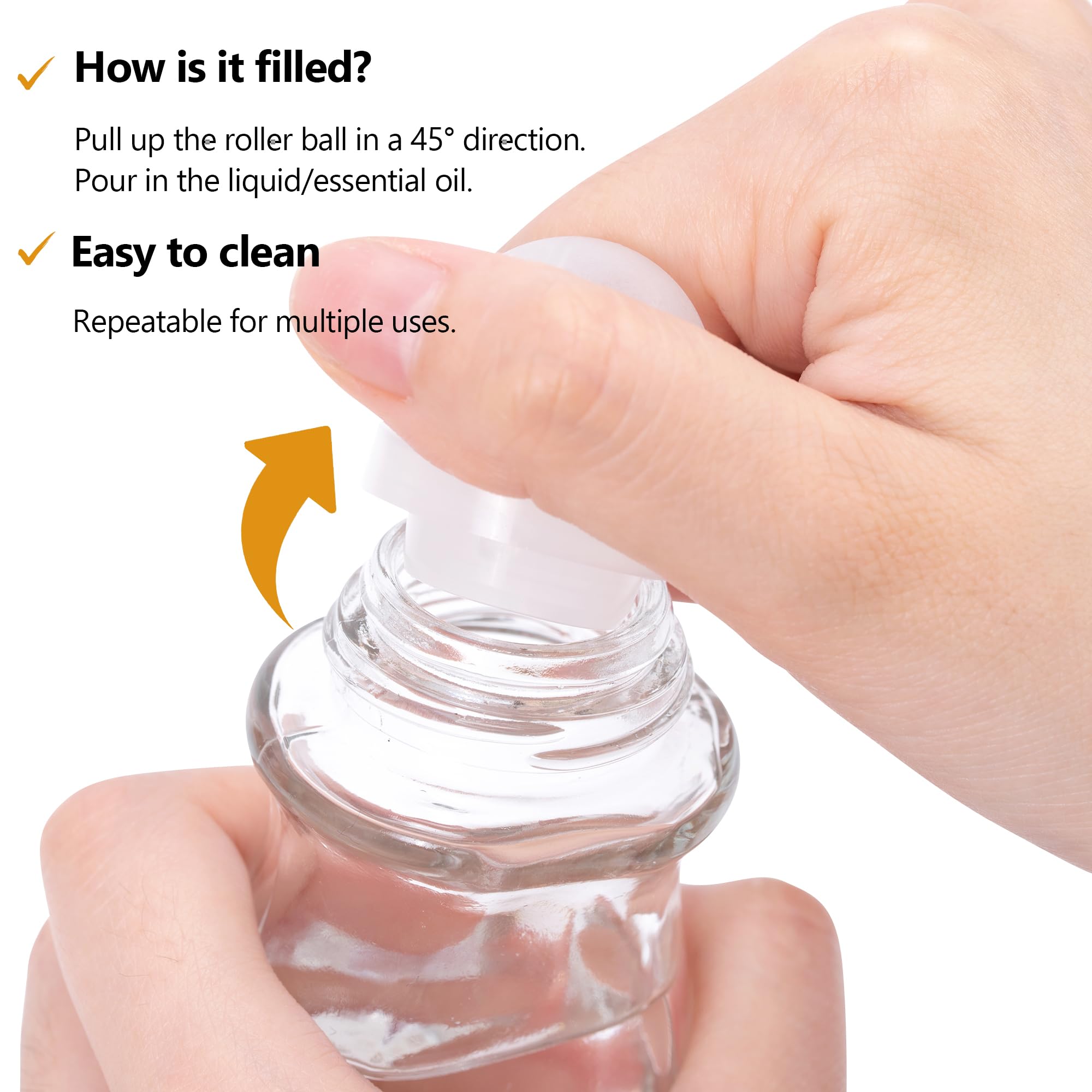 3 Pièces Roll on Vide, 50ml Rechargeables En Verre Déodorant Roll-on Bouteilles Vide, Flacon Vide Huile Essentielle Avec Rouleau à Billes et Capuchon, Pour Les Huiles Essentielles Aromathérapie, Or