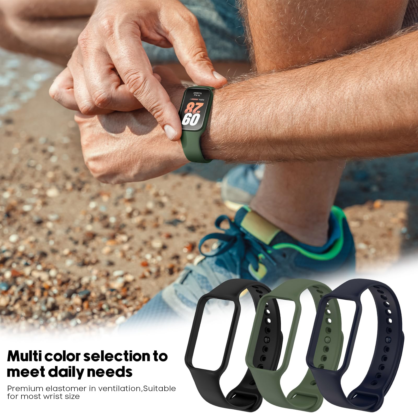 Cinturini MIJOBS Per Xiaomi Smart Band 8 Active E Redmi Band 2 – Silicone Morbido, Traspirante, Chiusura A T, Vari Colori - 6