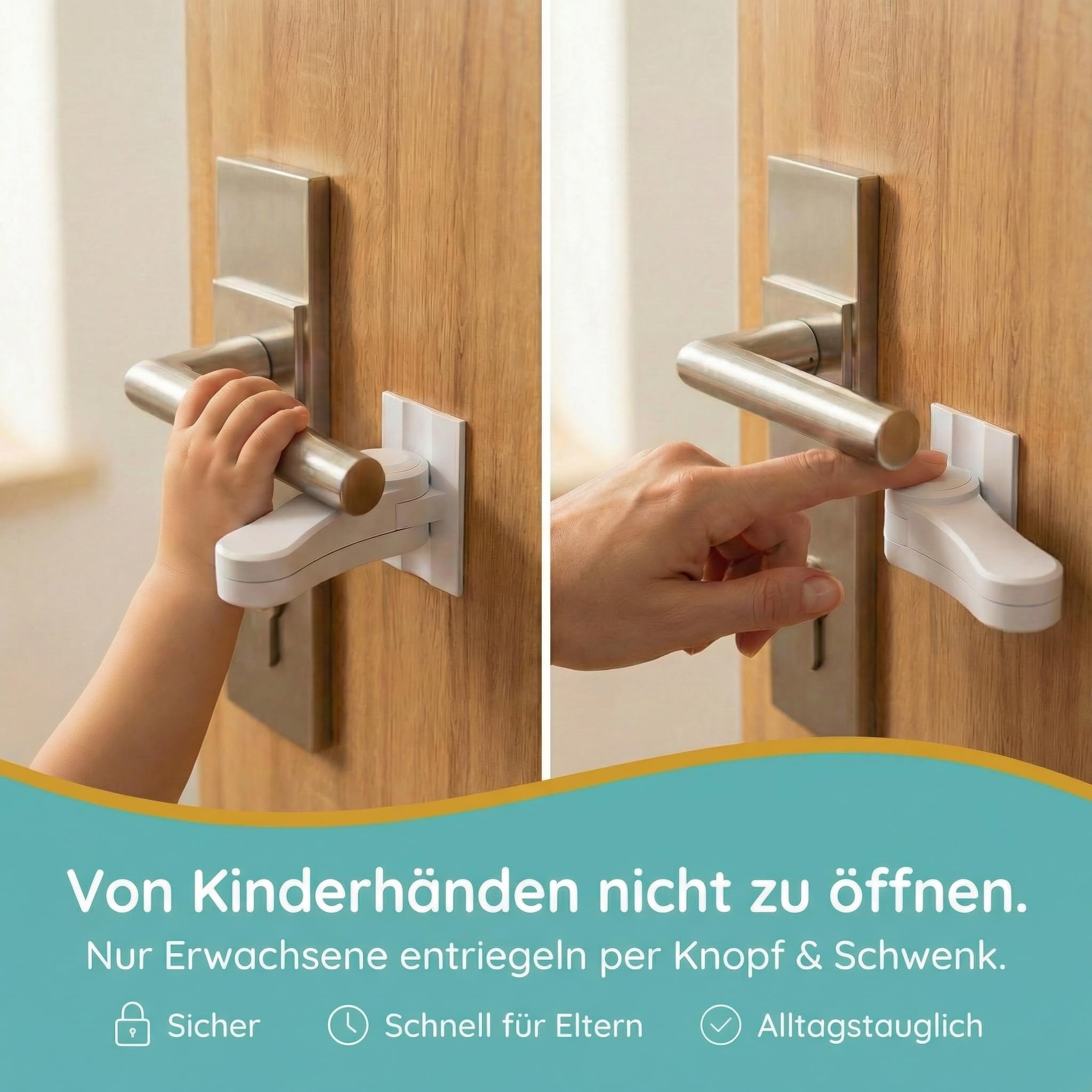 Homery Zabezpieczenie na drzwi dla dzieci [2 sztuki] – zabezpieczenie na drzwi, zabezpieczenie na drzwi bez wiercenia dla klamki i zamka drzwi, zabezpieczenie na zamki drzwi dla dzieci wewnątrz