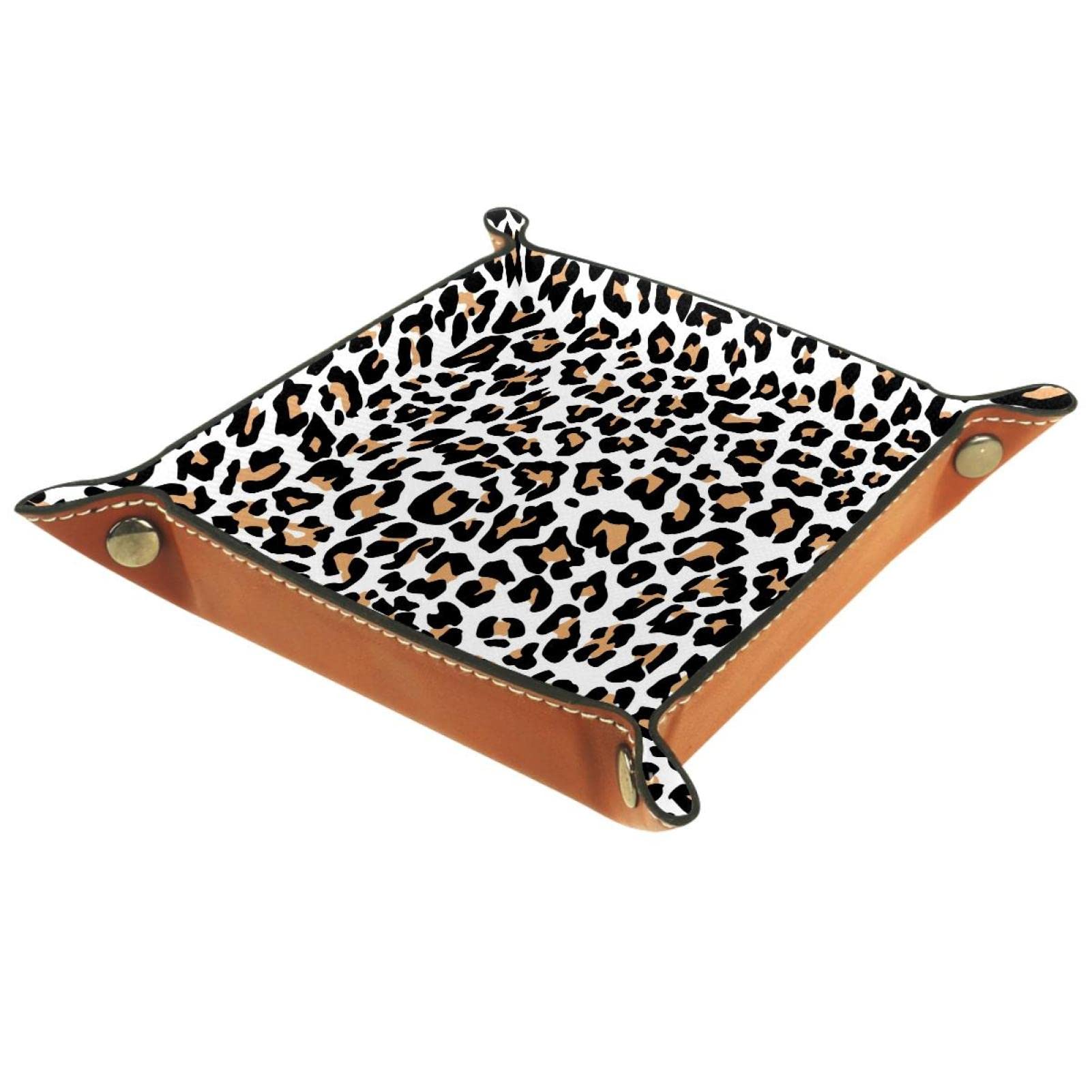 Multicolour Key Coin Candy Storage Box Leather Square Jewelry Trays Folding Leopard Print Rolling Dice Games Tray