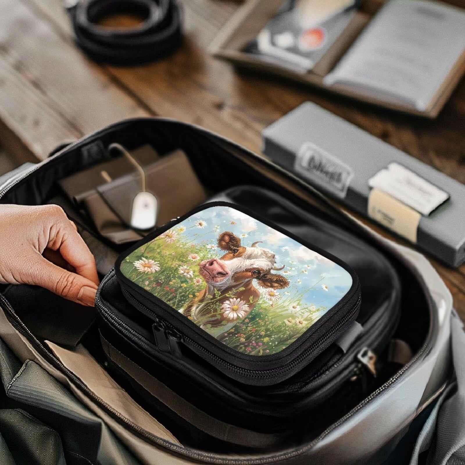 Uorisanigo Portable Mini First Aid Kit Empty Cow Floral Small First Aid Pouch Empty Cute Medical Bag Emergency Trauma Kit Organizer Bag for Hiking Camping Car Travel Home Outdoor