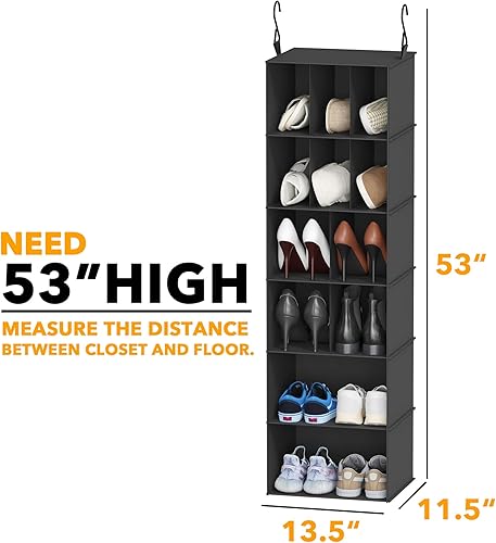 Miniatura 2 de SpaceAid Paquete de 2 organizadores colgantes de armario y almacenamiento con divisores, 24 compartimentos colgantes para zapatos, para armario,