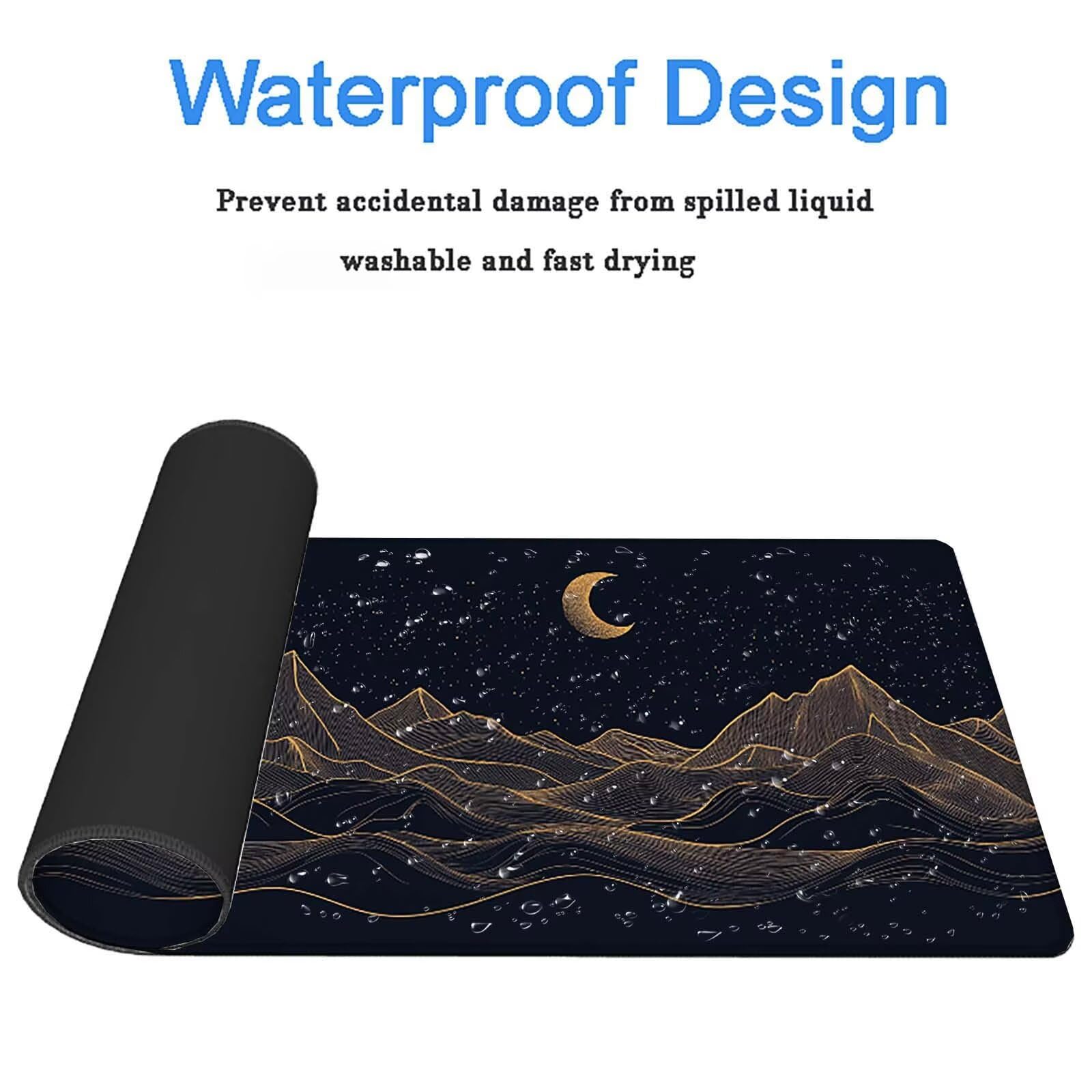 Tappetino Mouse Gaming, 1200x600mm Tappetino Mouse XXL nero 0c0-291 | Mouse Pad Grande, Ottimizzato per i Sensori da Gioco, Migliora Precisione e Velocità, per Mac e PC, luna