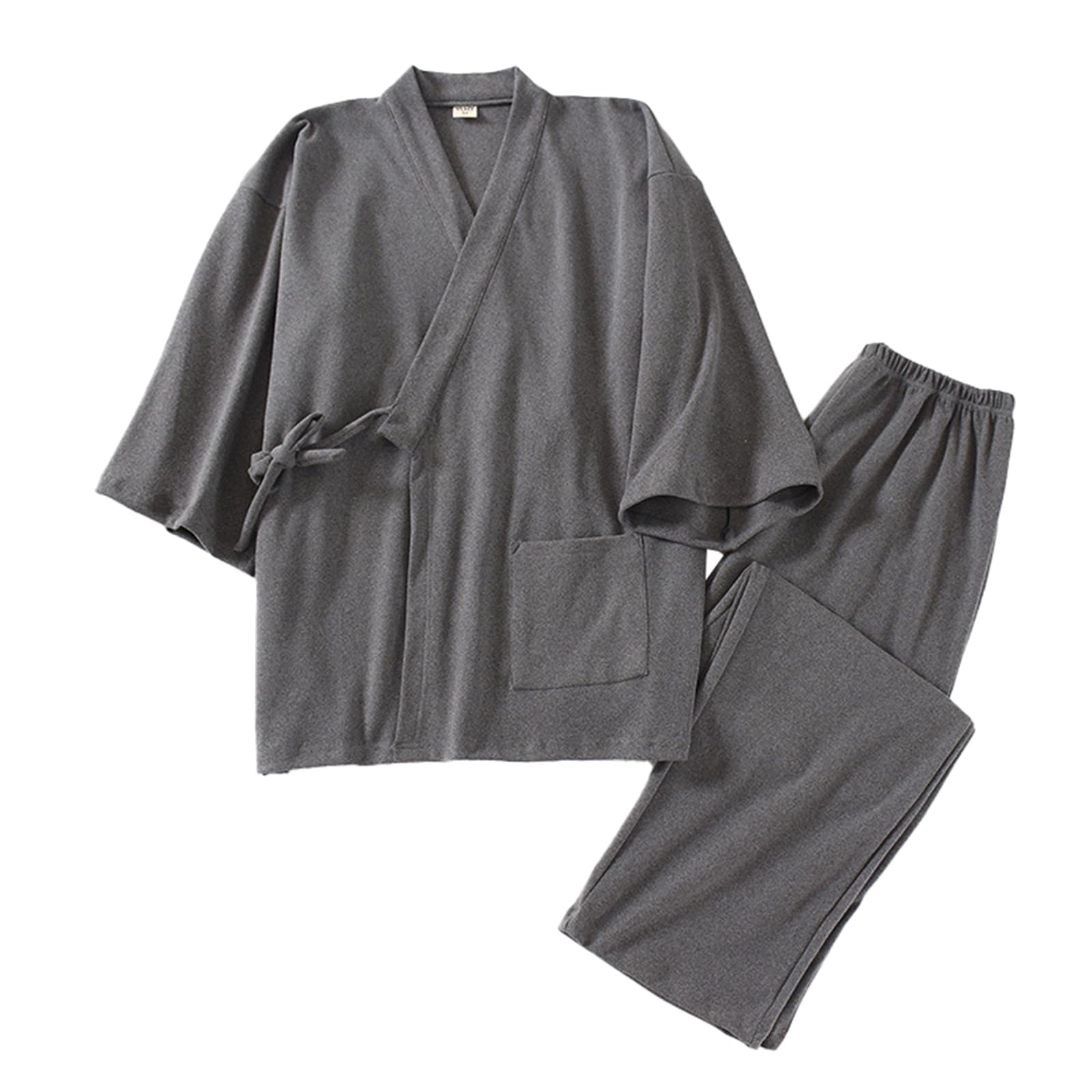 Men's Loose Pajamas Sets Japanese Kimono Sleepwear Thicken Bathrobes Fleece Pjs Set
