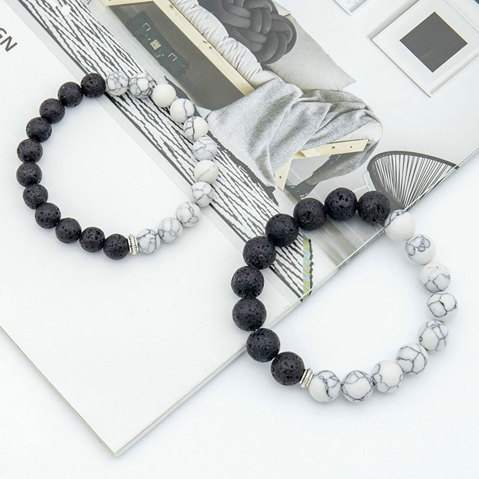 Lava -Gesteinsarmbänder für ätherische Öle, 8/10 -mm -Lava -Stein -Turkise -Armband -Stretch -Perlen -Armbänder für Frauen 21,5 cm