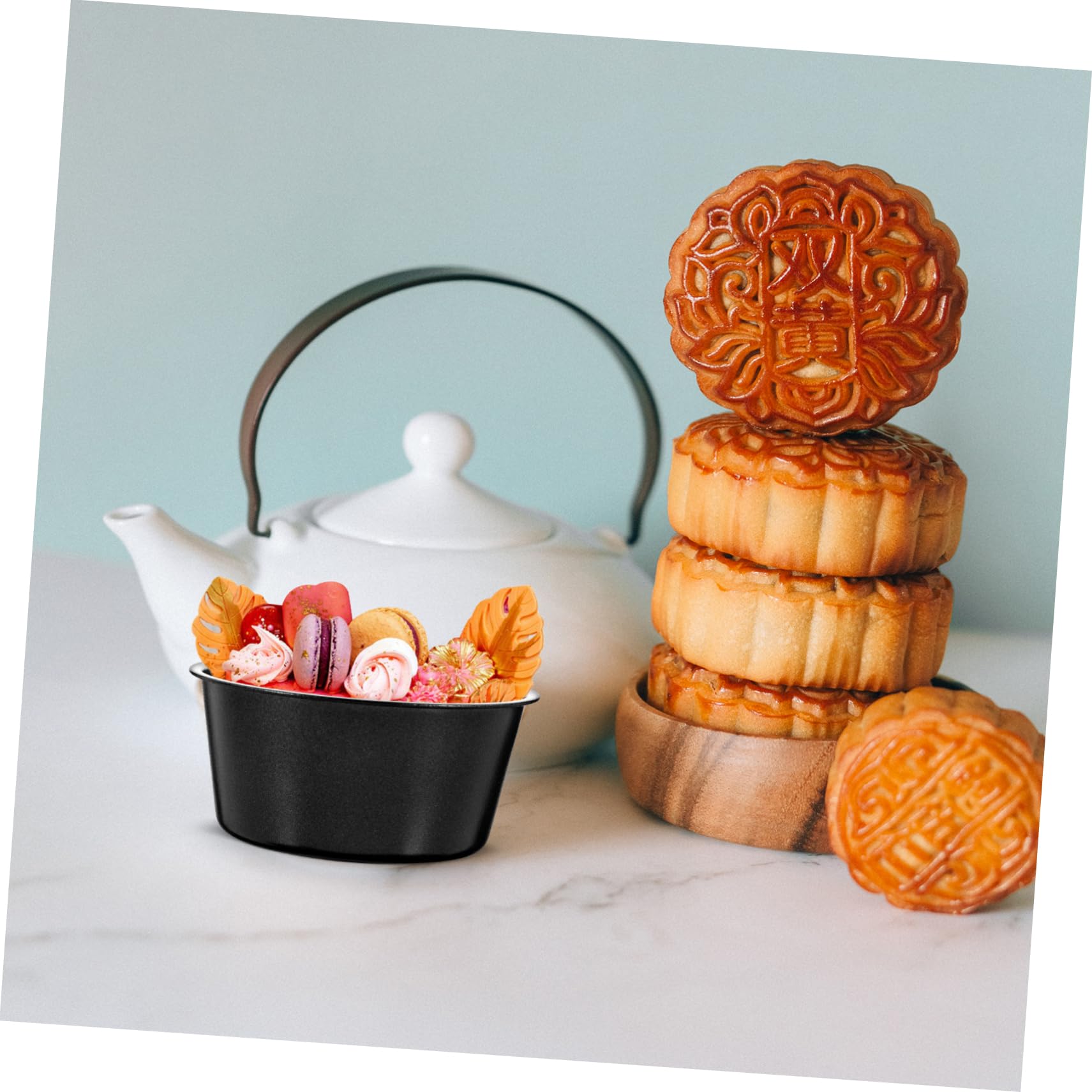 TOPBATHY 5 Juegos Molde De Pudín Molde Chocolate Muffins De Horneado Para Regalar Tapa De Pudín De Metal Metalico Para Pasteles Acero Carbono Black 3 Piezas * 5