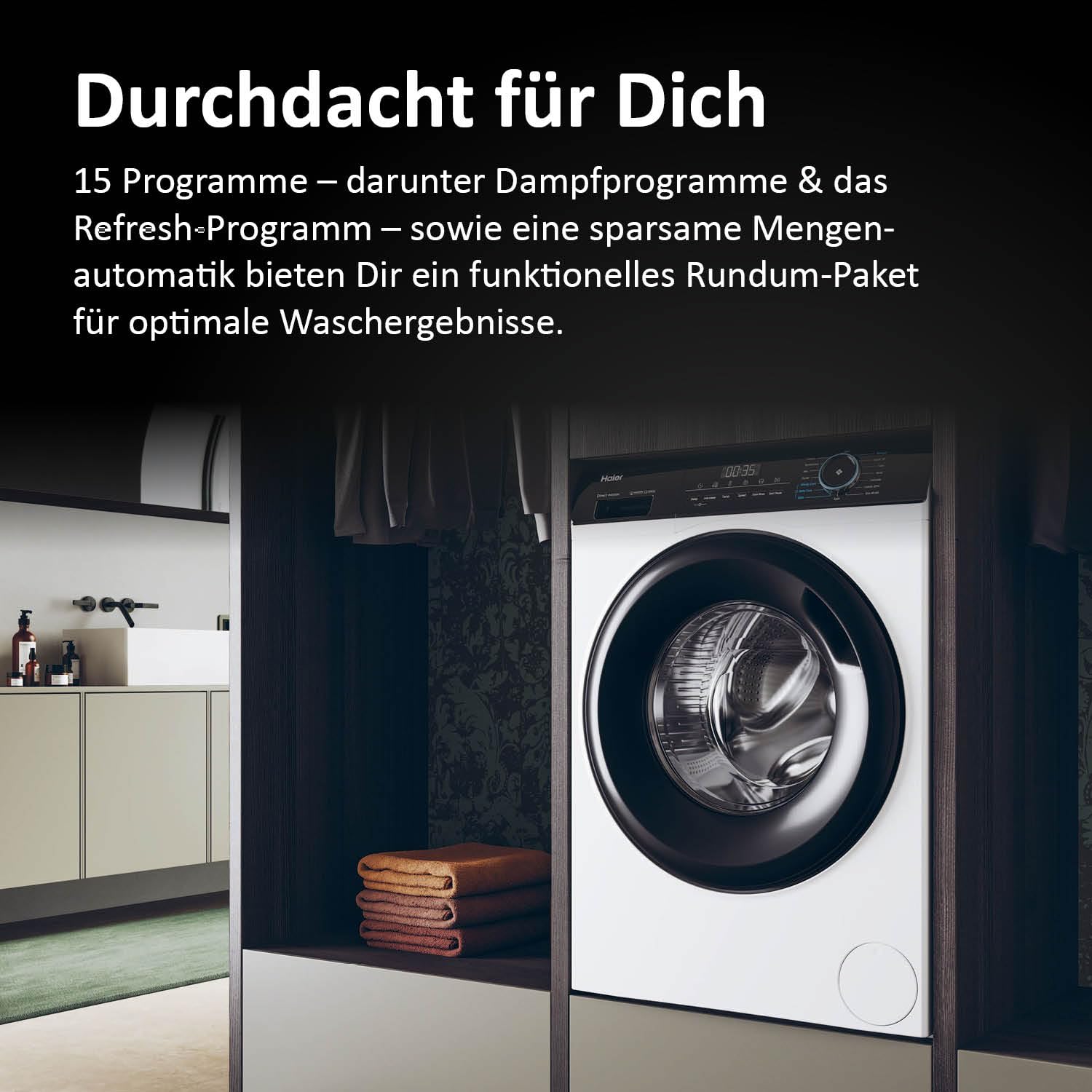 Haier I-PRO SERIES 3 HW80-B14939W Frontlader Waschmaschine 8kg 1400 U/Min A-Effizienz Direktantrieb Dampfprogramm