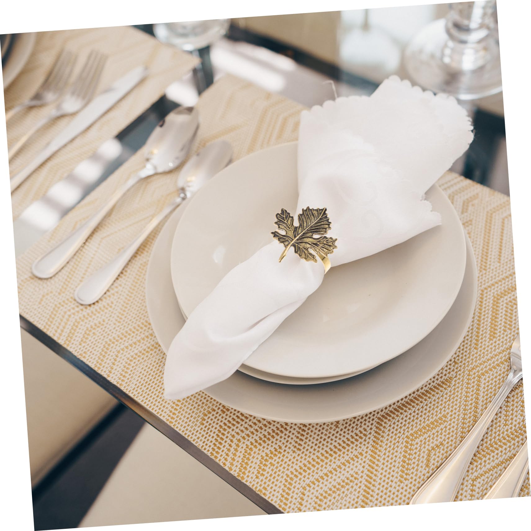 ABOOFAN 3 Sets Elegante Ahornblatt-servietten Thanksgiving-tischdekoration Blattform Serviettenhalter 4 Stück X 3