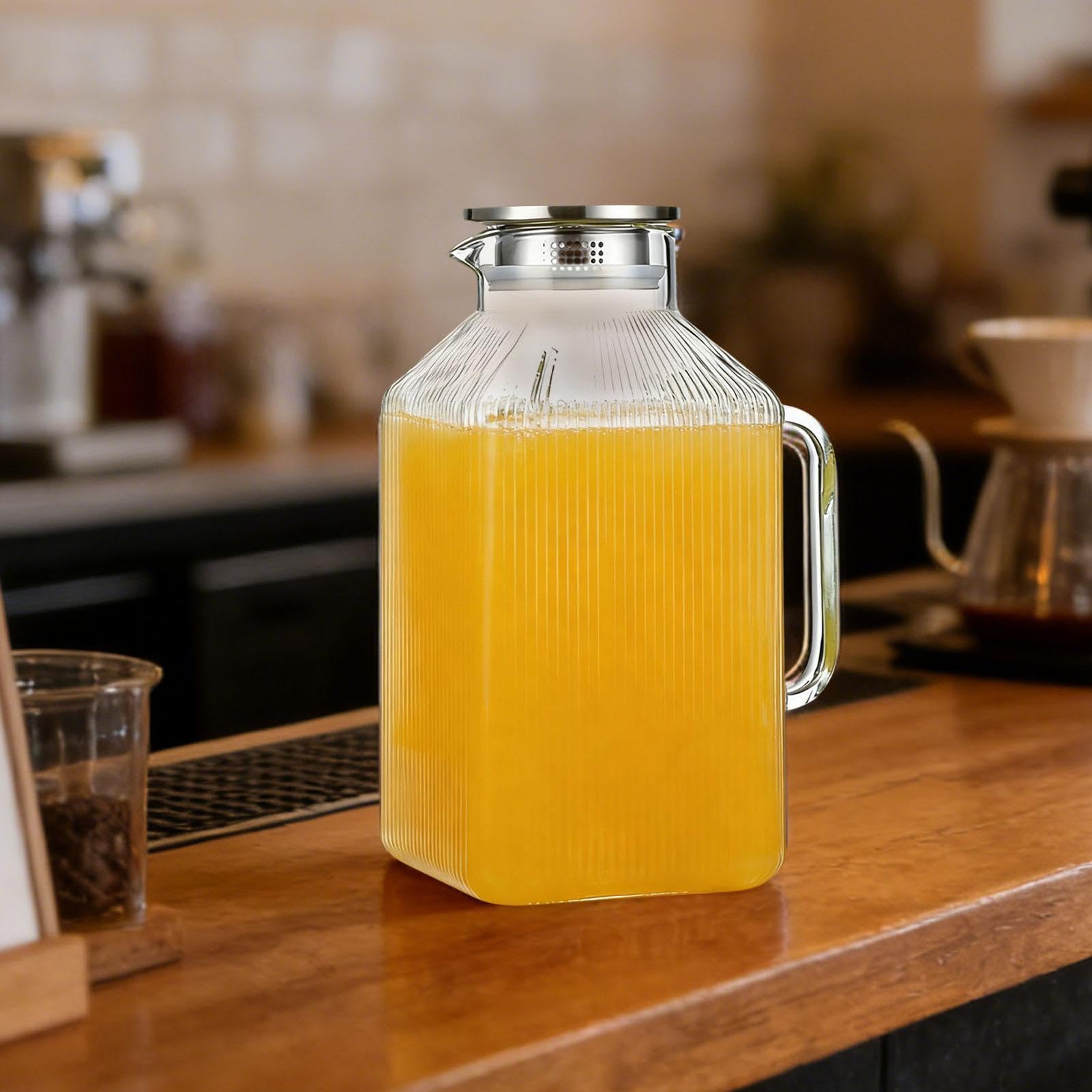 Glaskannaldeckel - Getränkekanne, Auslaufsicher Getränkebehälter | 3,8L Glaskanne Serviersatz, Haltbarer Aufbewahrungssatz Für Spender Für Saft Hausgemachter Kaffee Kühlschrank Arbeitsplatte