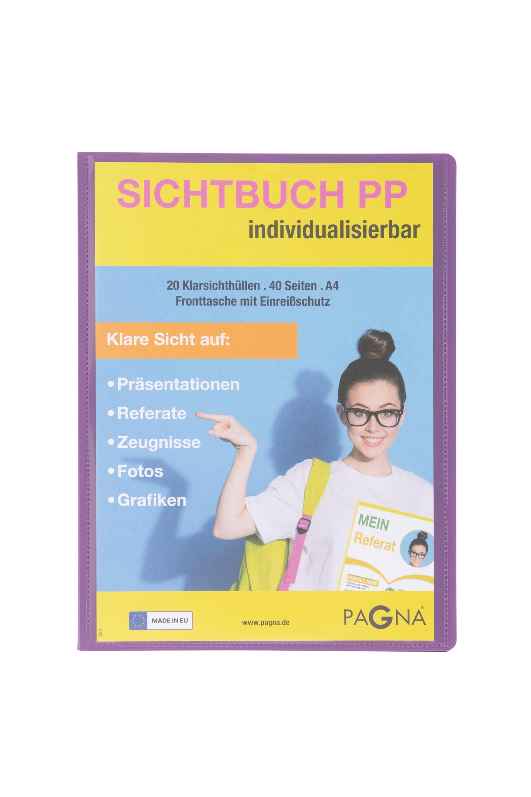 PAGNA School 21013-12 Display Book A4 Polypropylene with Front Pocket Purple