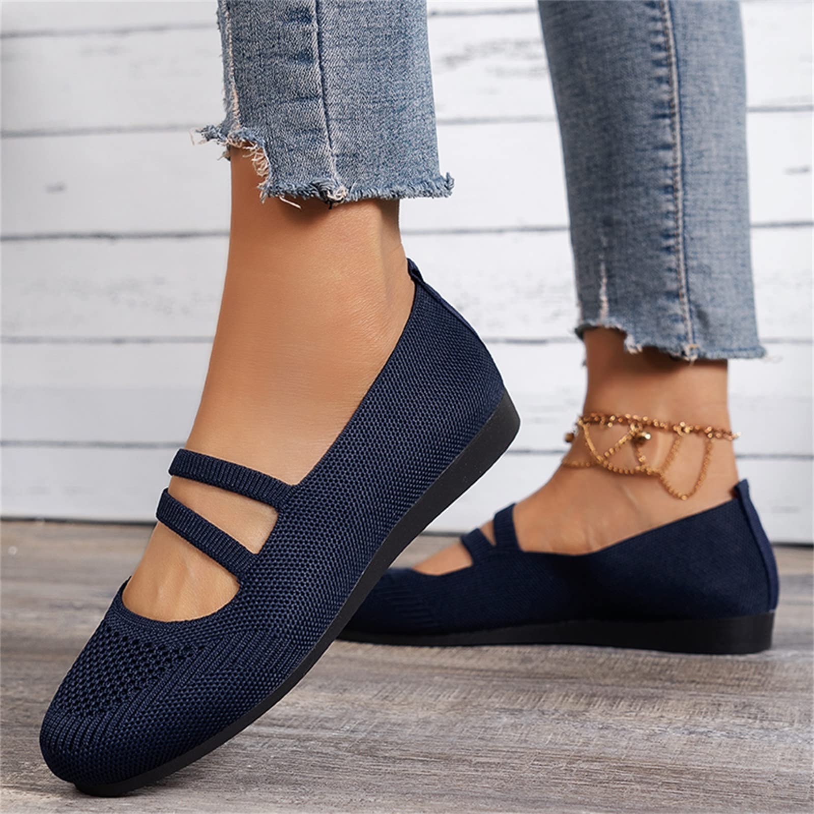 Ballerine Donna Eleganti, Ballerina Pantofole Comode Chiuse Da Camminata Scarpe Con Tacco Basse Da Ballo Pianta Larga Mocassini Sneakers Casual Slip on Primavera Estate