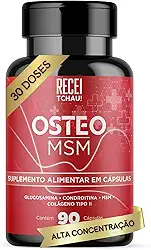 Osteo MSM, Colágeno Tipo 2, Condroitina e Glucosamina, MSM, 90 Cápsulas, ReceiTchau!