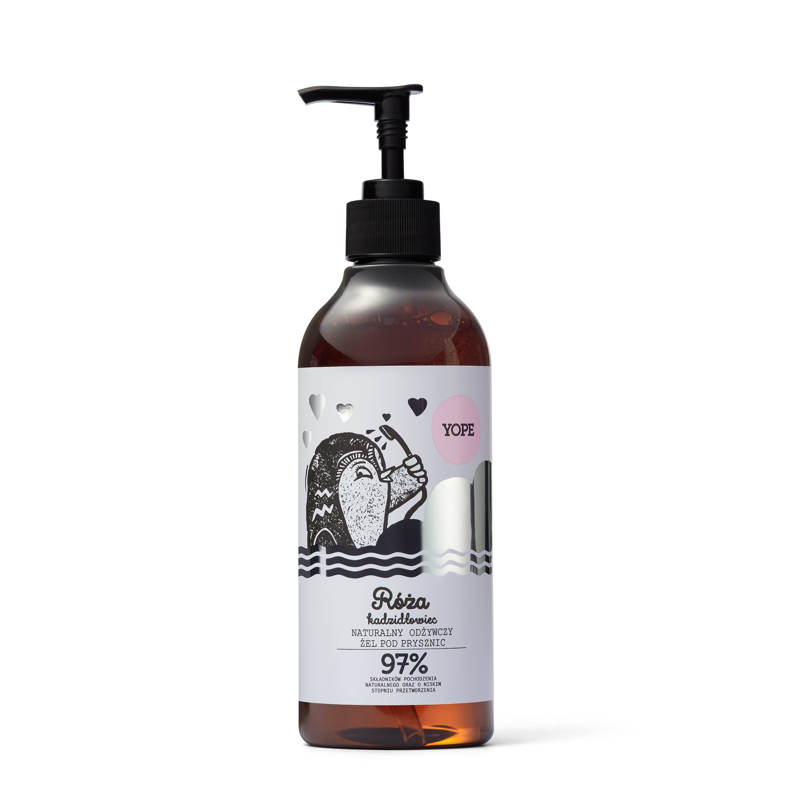 YOPE Shower Gel Wash, Moisturising & Gentle Cleansing, Rose Extract & Boswellia, Scent Rose & Boswellia, 400 ml