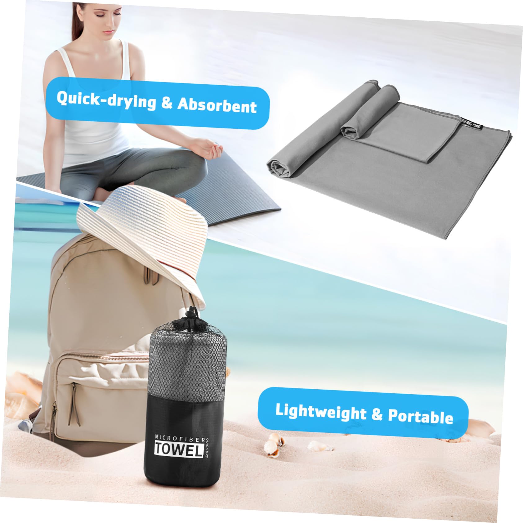 Toddmomy Telo da Spiaggia in Microfibra Grande Telo da Mare ad Asciugatura Rapida Compatto per Palestra Nuoto e Campeggio