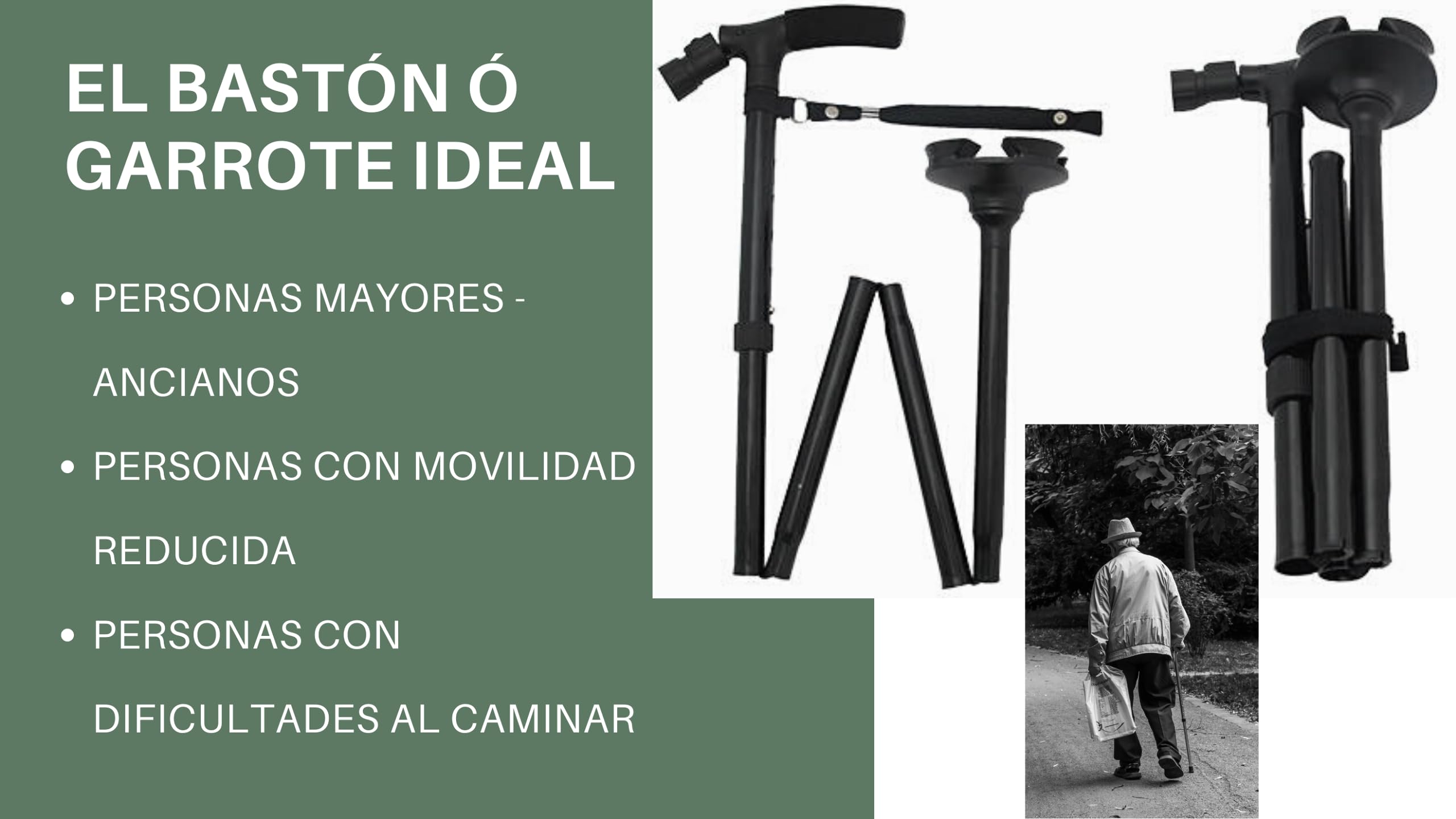 Bastón Plegable para Personas Mayores Y Ancianos, de Senderismo para Adultos con Movilidad Reducida, Palo Extensible De Aluminio para Caminar Y Andar, Andador ó Muleta para Regalo, LUZ LED