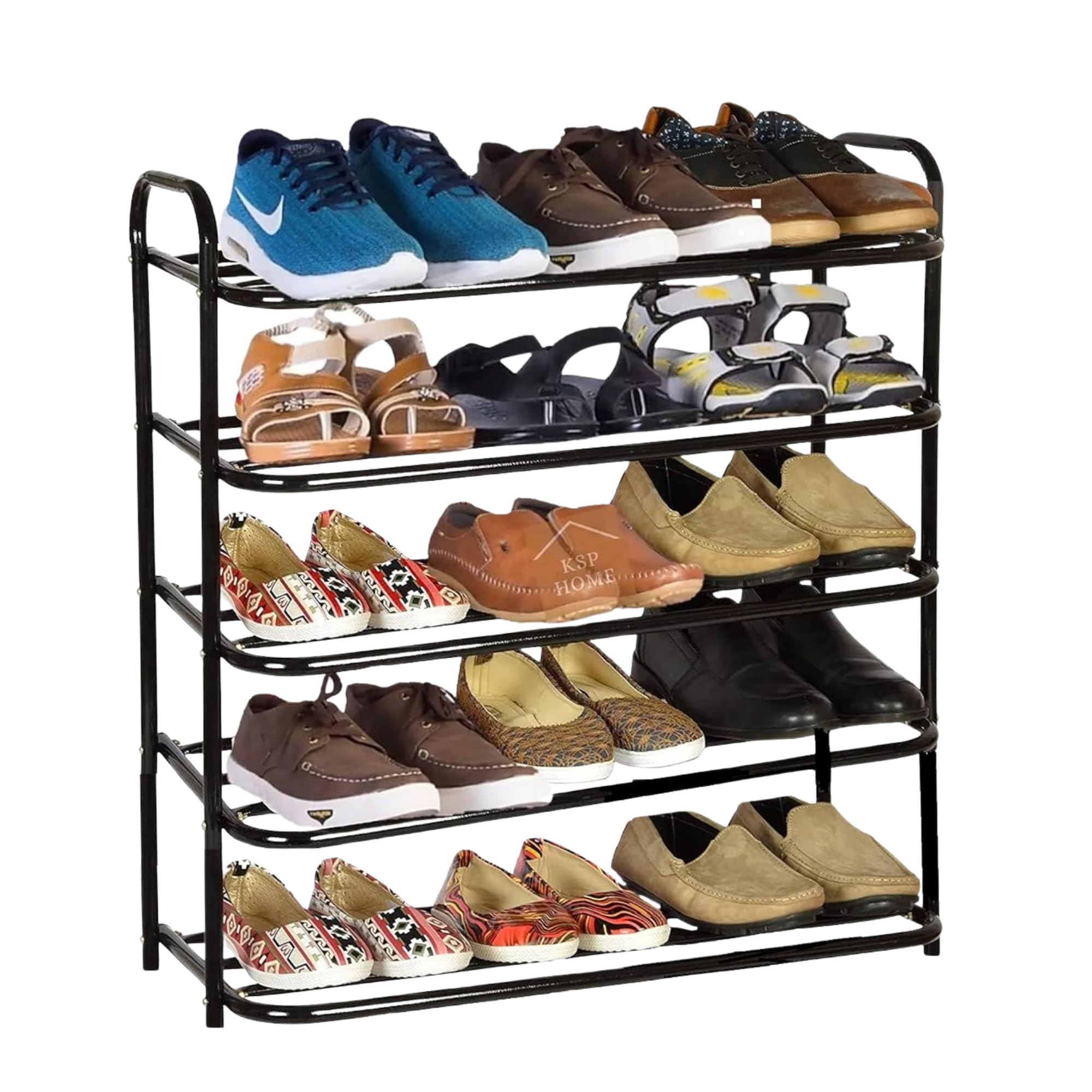 KSP HOME Heavy Metal Shoe Rack (5 Shelves) Foldable Open Book Shelf, Book Shelve, Shoe Rack, Shoes Storage Rack for Home Shoe Stand Shelf Big (74 * 60 * 25 cm) (Black) (5 - Tier)-image-14