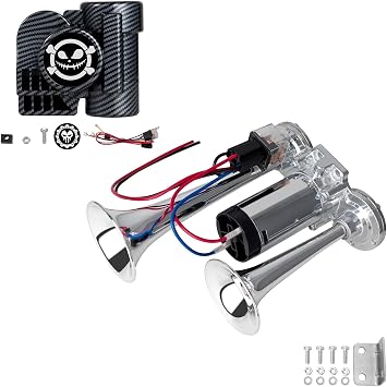 Air Horns - 150DB Super Loud horn kit for Car, Motorcycle, Truck, Boat, Pickup - 12V Train horn with Horn Cover,Compatible with motorbike