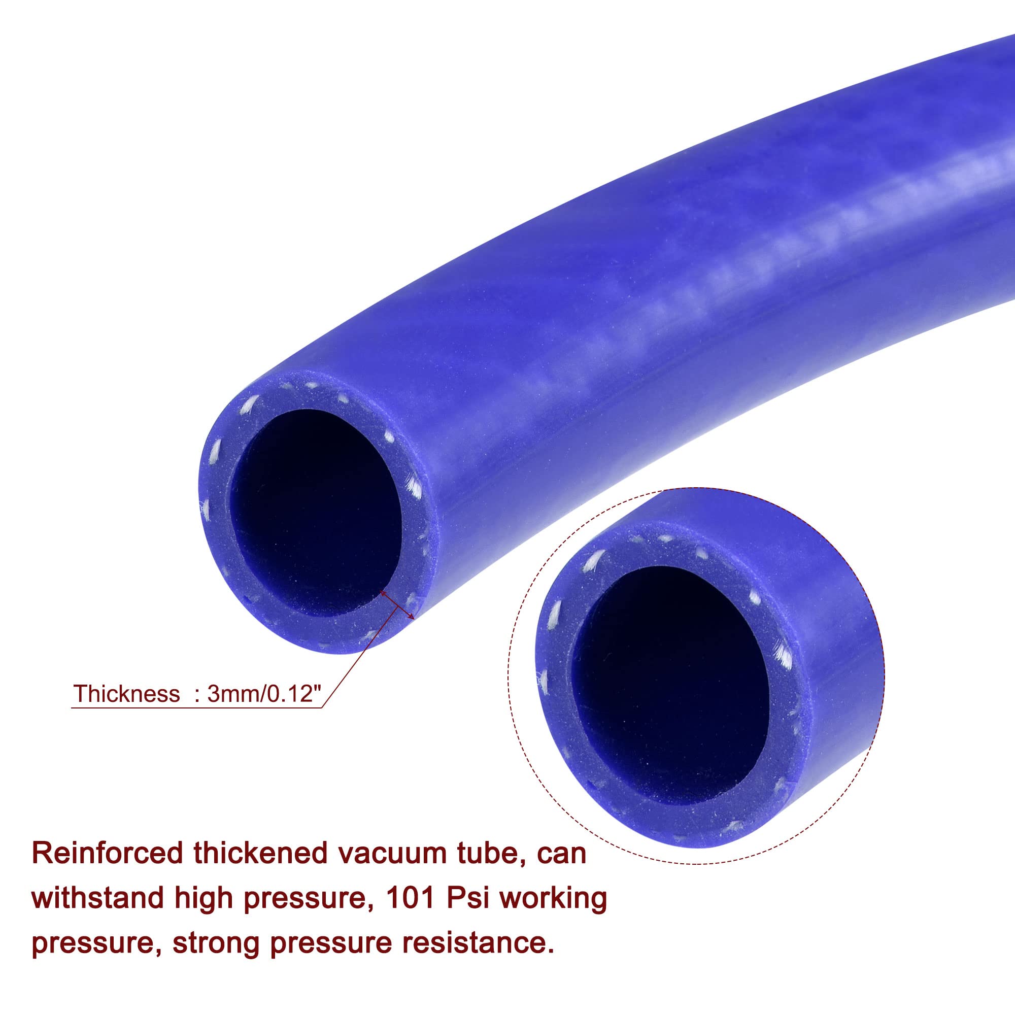 sourcing map Silicona Vacío Tubo Calentador Manguera 16mm ID 1m 101psi 392F Azul Reforzada Alta Temperatura para Motor