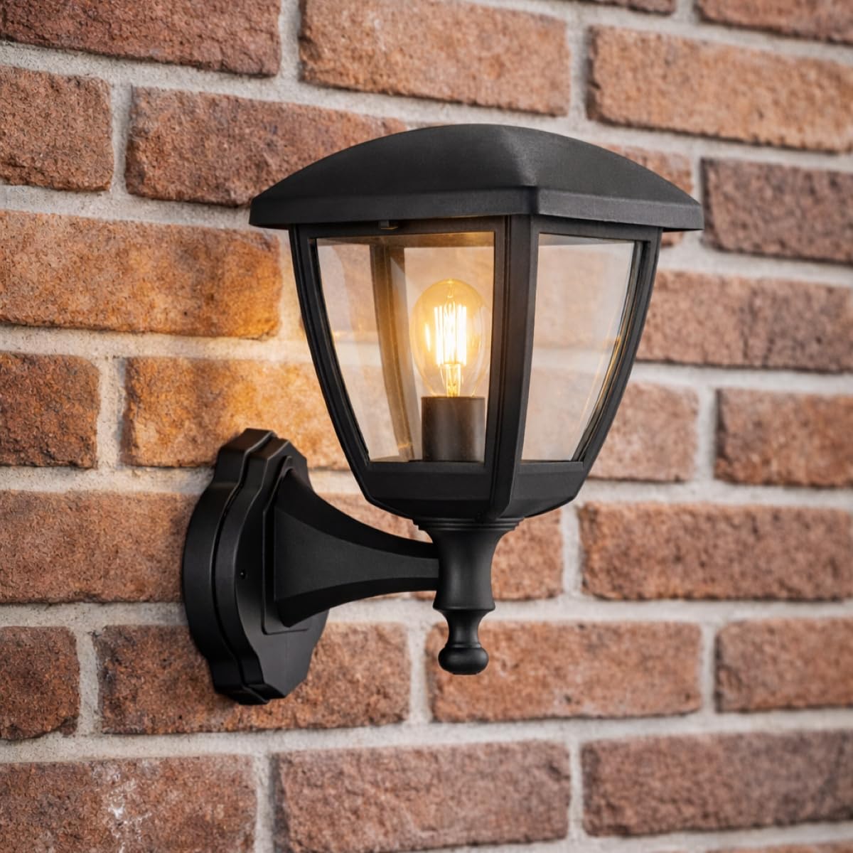 CGC Lighting Large Black Outdoor Wall Lantern Light - Polycarbonate Coastal IP44