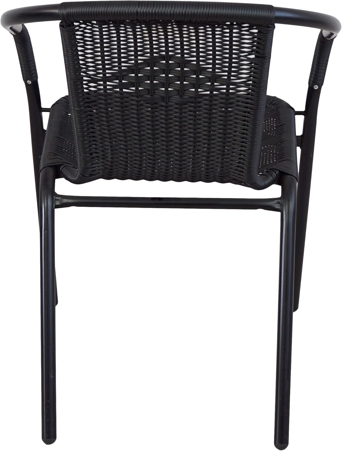BTEXPERT Indoor Outdoor - Set of 10 Black Restaurant Stack Chairs, Rattan Seating Curved Back Armchair