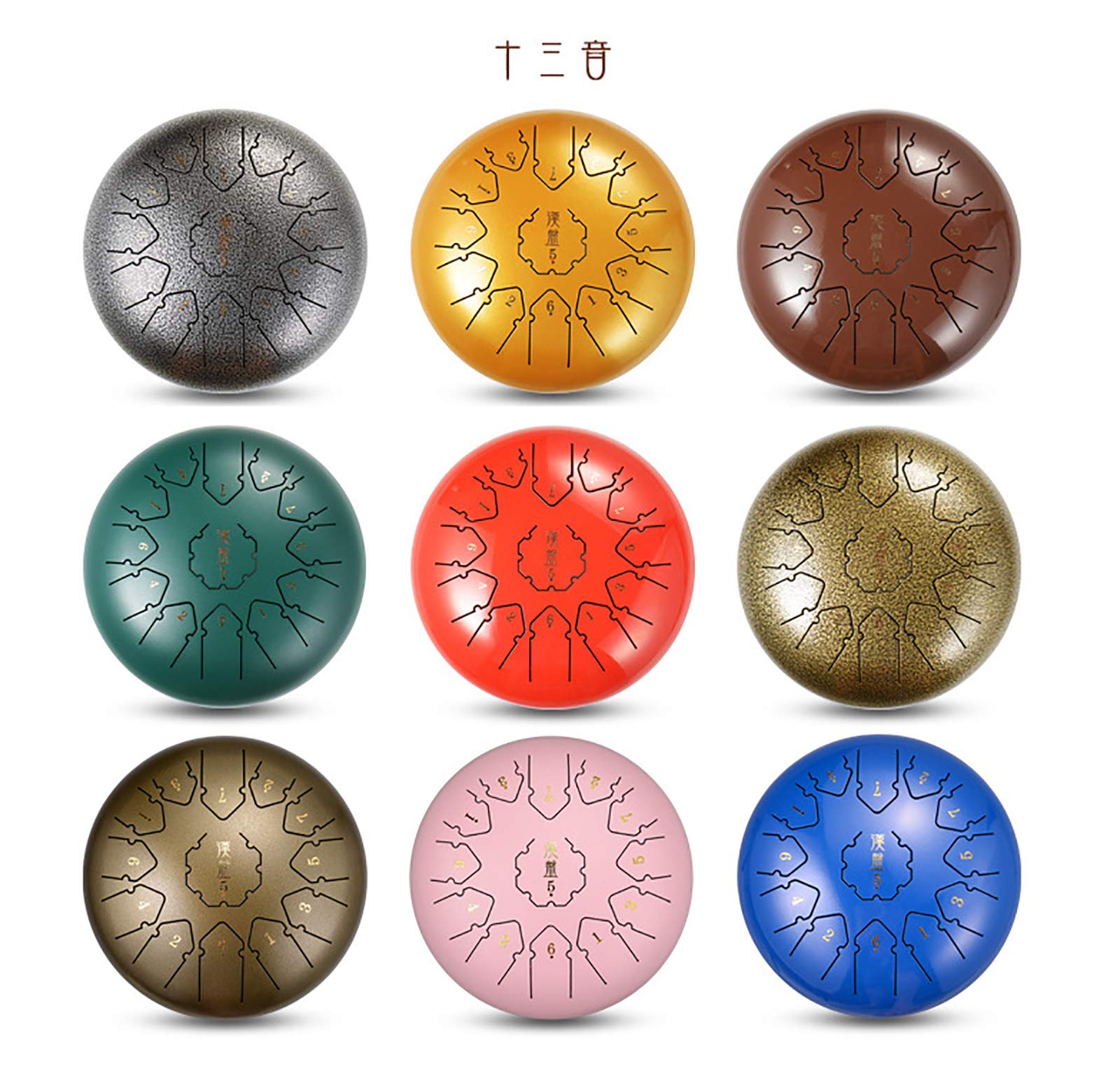13 Notas Pan Tambor/tambores Adultos Los Niños Del Tambor Instrumentos Percusión,12inch Acero-lengua Tambor Mayor, Para Curación Sonido, Meditación, Yoga, Incluye Caucho Martillos rougepowder