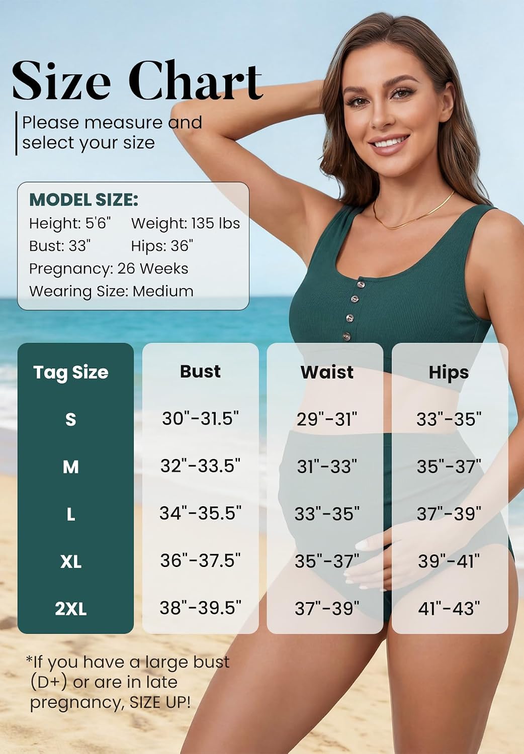 Zando High Waist Maternity Swimsuit Two Piece Pregnancy Bikini for Women