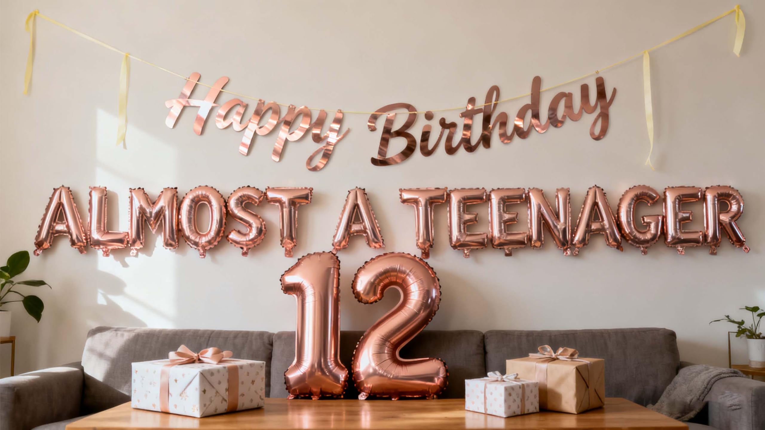 12th Birthday Decorations for Girls, Almost a Teenager Balloons 12th Birthday Banner Number 12 Foil Balloons for 12 Years Old Birthday Anniversary