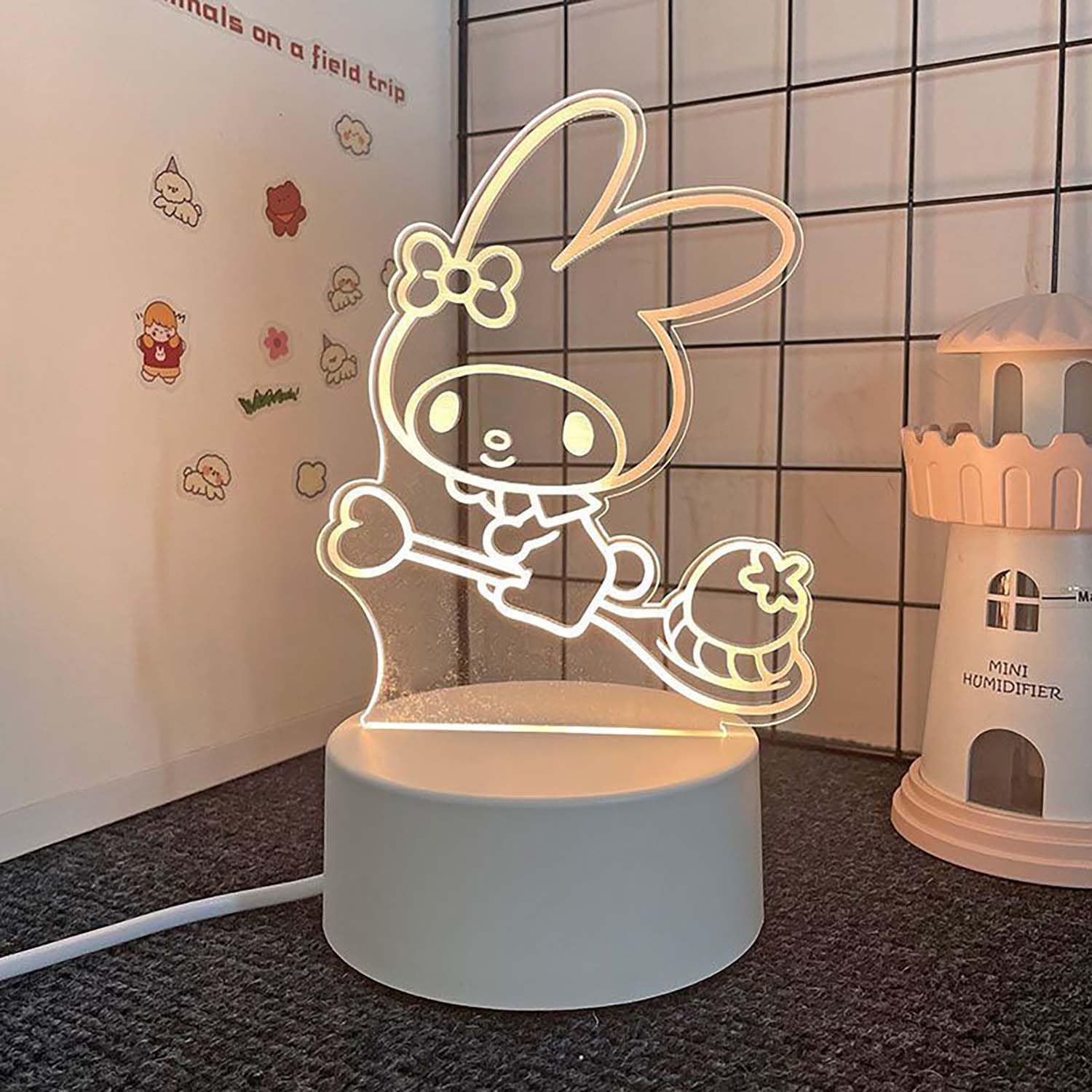 3D Cartoon LED Desk Lamp - 3 Color Change Decor Night Light, Kawaii Acrylic Sleep Light for Women, Teens, Boys, Girls
