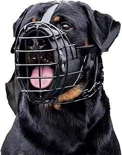 SpeesY Large Leather & Metal Dog Muzzle for German Shepherd Labrador Rottweiler Vented Adjustable product image