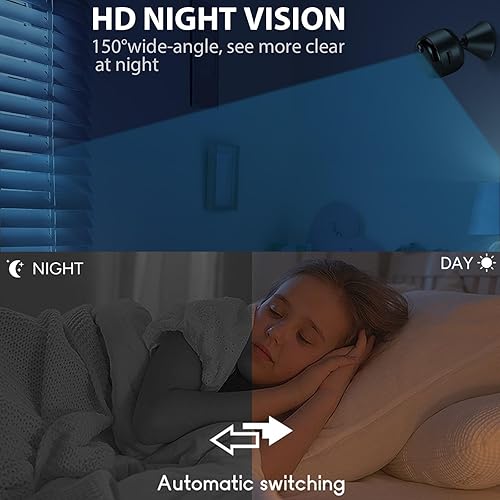 Miniatura 3 de Mini cámara oculta, 1080P pequeña cámara de niñera para seguridad del hogar, 90 días de duración de la batería, visión nocturna automática,