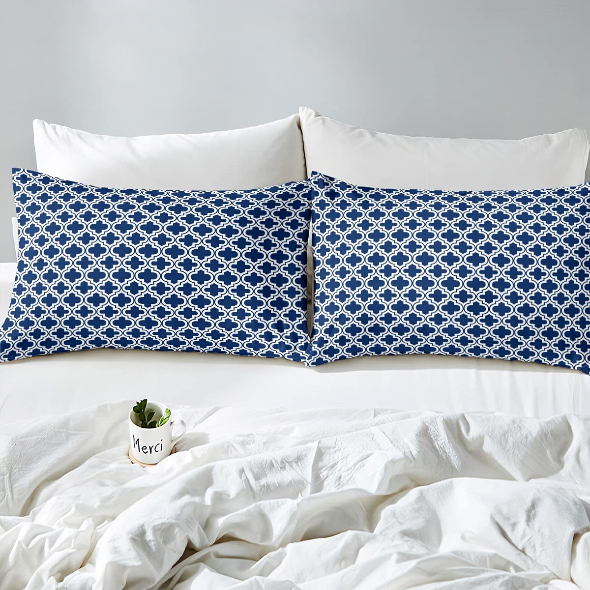 Housse de couette Sirius + taie(s) coton 57 fils - Bleu - 30.03