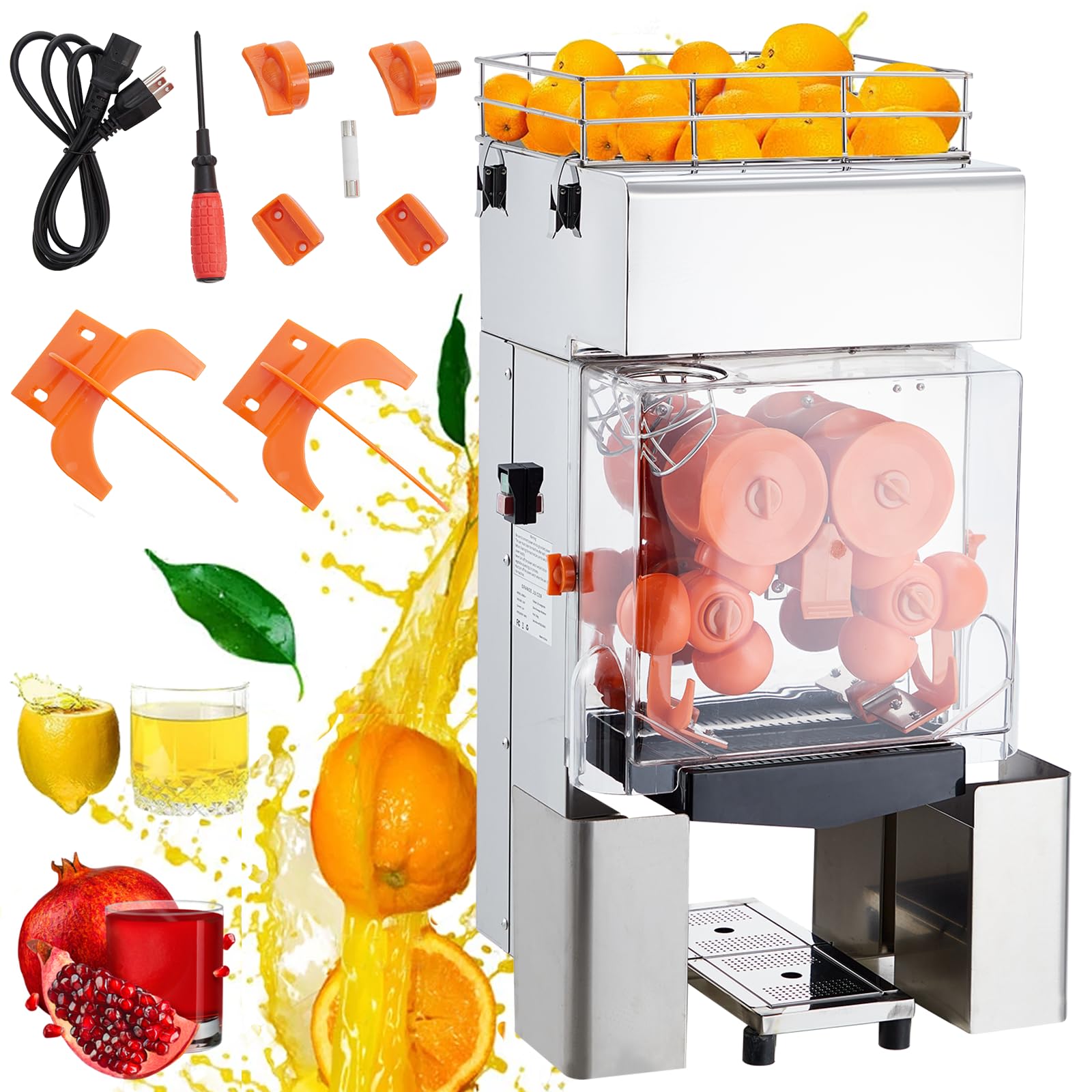 Commercial Orange Juicer Machine 120W, Automatic Stainless Steel Juicer Machines (Orange/Lemon), 110V 22-30 Squeezes/Min, SUS 304 Tank
