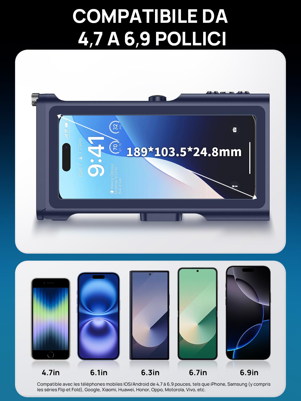 Pochette Étanche [Universelle] Coque Téléphone Protection IPX8 Plongée Étui [Fonction Bluetooth][Mise au Point réglable] pour iPhone Samsung Xiaomi 4.7-6.9'' 15M sous Marine Housse,Bleu Orangé