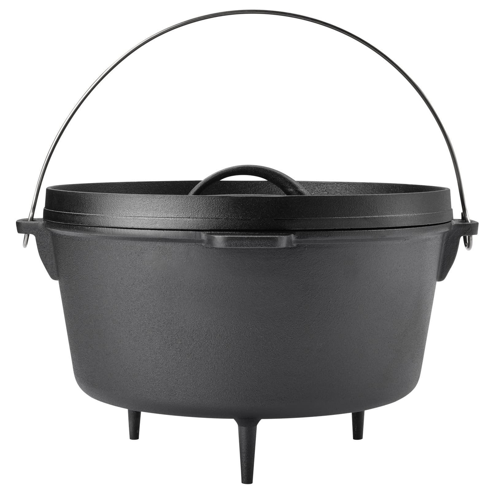 TAINO Dutch Oven 8L aus Gusseisen Ø 30cm Feuertopf Brotbackform Set Deckelheber Ständer Cast Iron Schmortopf mit Füßen Gusstopf ideales Grillzubehör Dopf