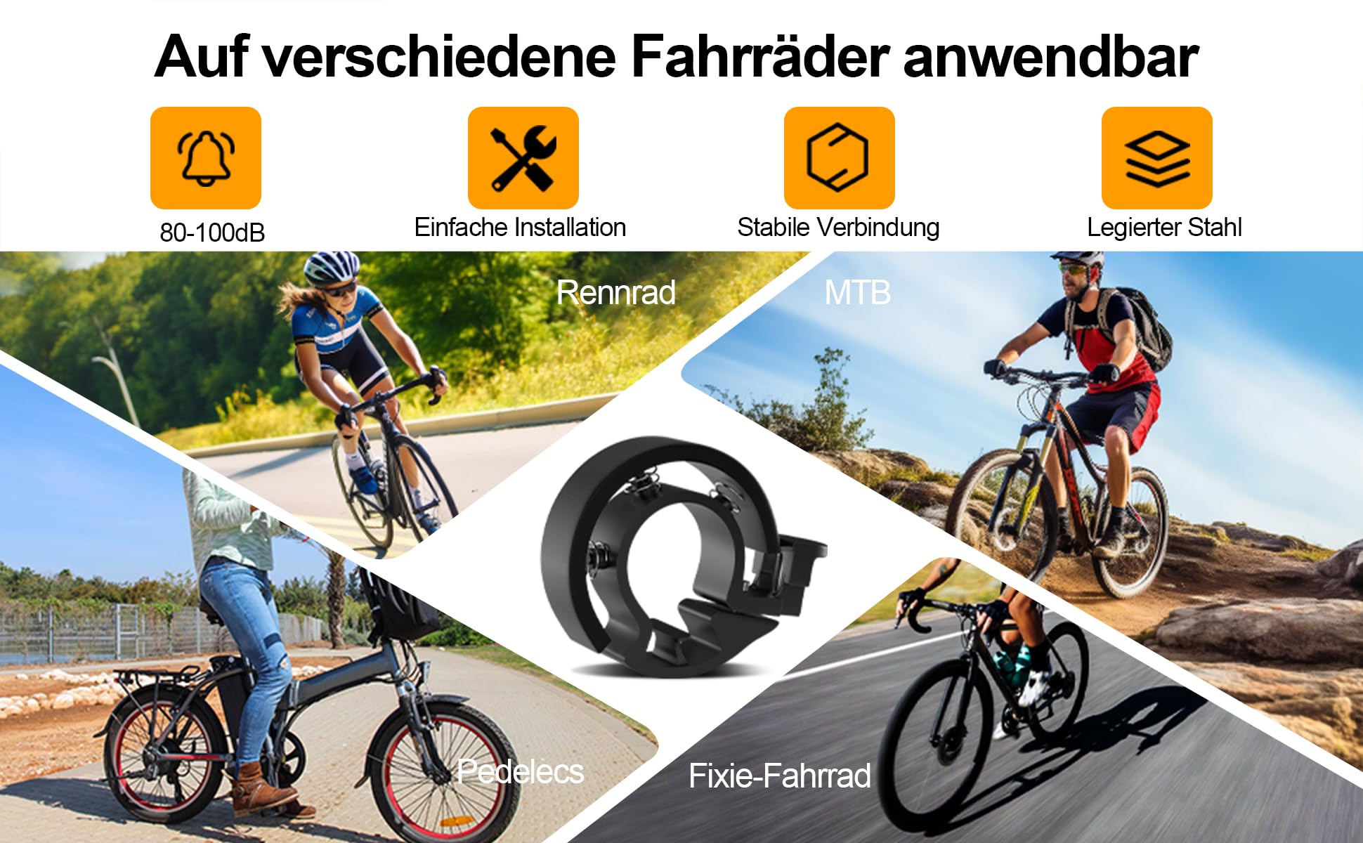 Fahrradklingel Mountainbike, Fahrrad Klingel Glocke Fahrradglocke, MTB Mini Fahrradlenkring Fahrradhupe Laut Hell