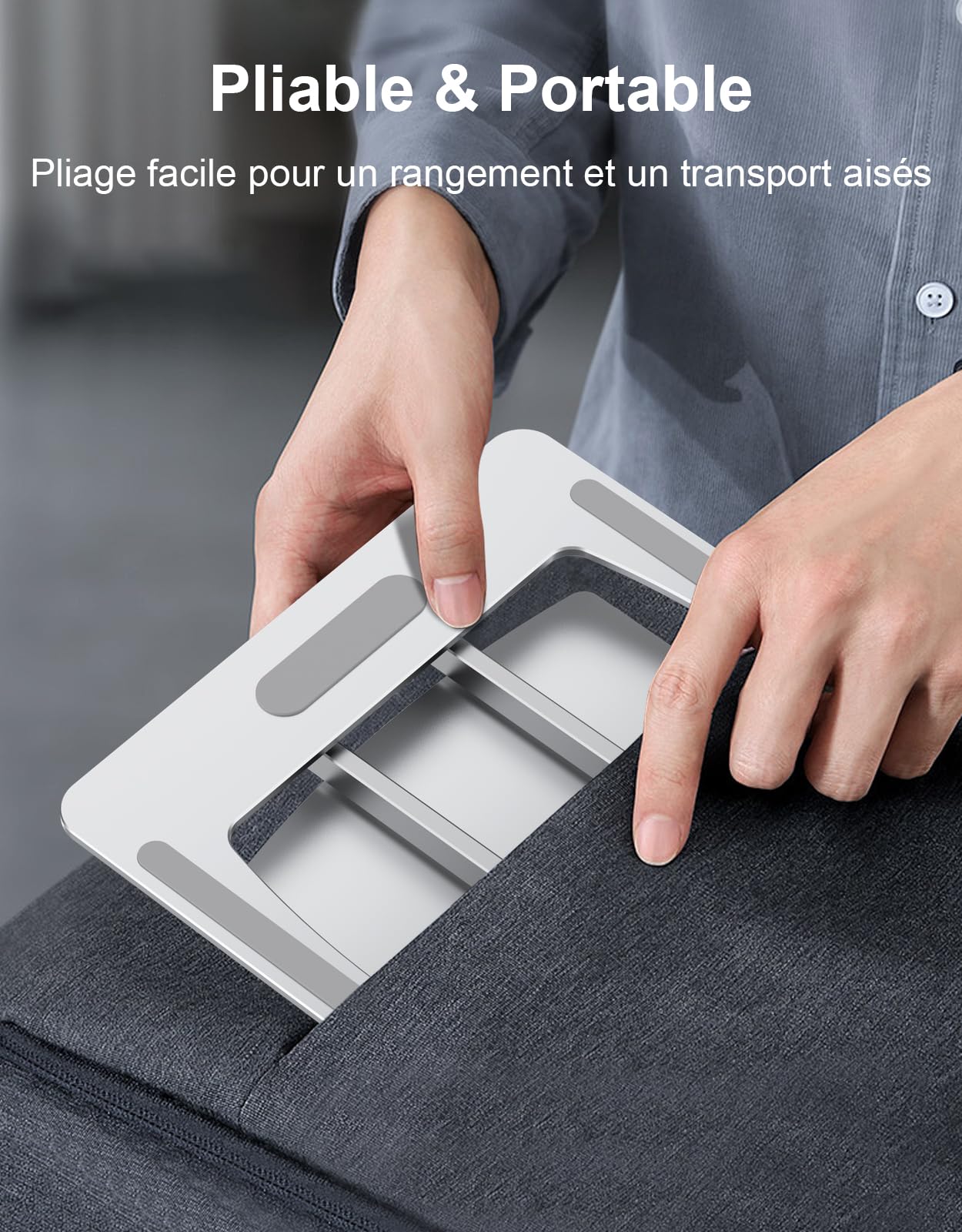 CIRYCASE Support Ordinateur Portable Ajustable, Support pour Livre/PC Portable Bureau Pliable, Laptop Stand Ventilé en Aluminium Ergonomique, Compatible avec MacBook Air/Pro et Autres 10 à 16 Pouces