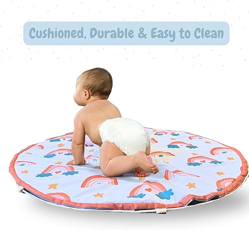 Miniatura 8 de Alfombra de juego para bebés y bolsa de almacenamiento de juguetes  Alfombra plegable 2 en 1 y organizador para bebés y niños pequeños  Suave, no