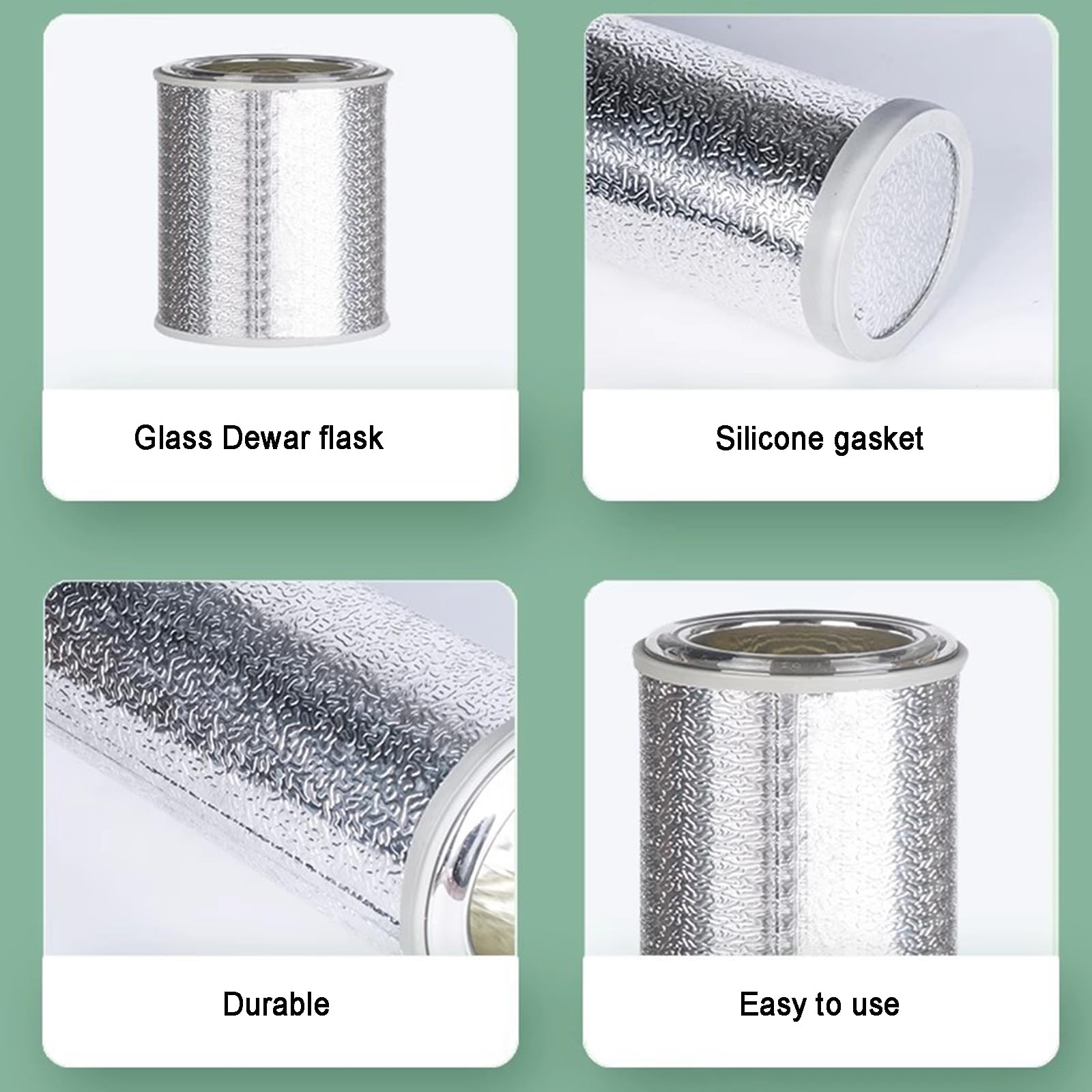 Labor-Dewargefäß, Zylindrisches Dewargefäß Aus Borosilikatglas Mit Vakuumversilbertem Einsatz Und Aluminiumboden, Zur Lagerung Von Trockeneis Und Flüssigstickstoff
