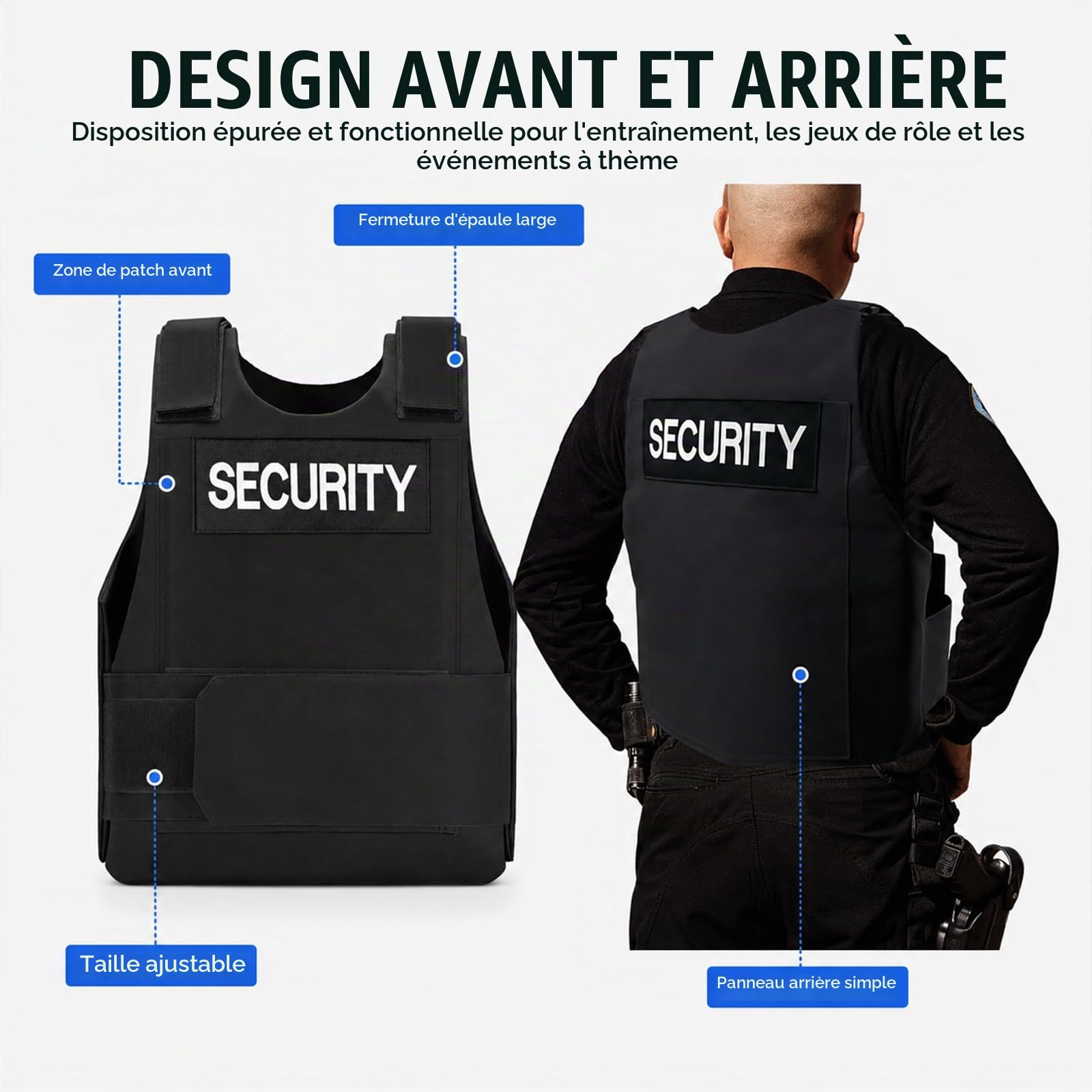 Taeku Gilet d’Entraînement Extérieur, Gilet de Sécurité Léger et Réglable pour Airsoft, Paintball, Cosplay et Jeux d’Équipe