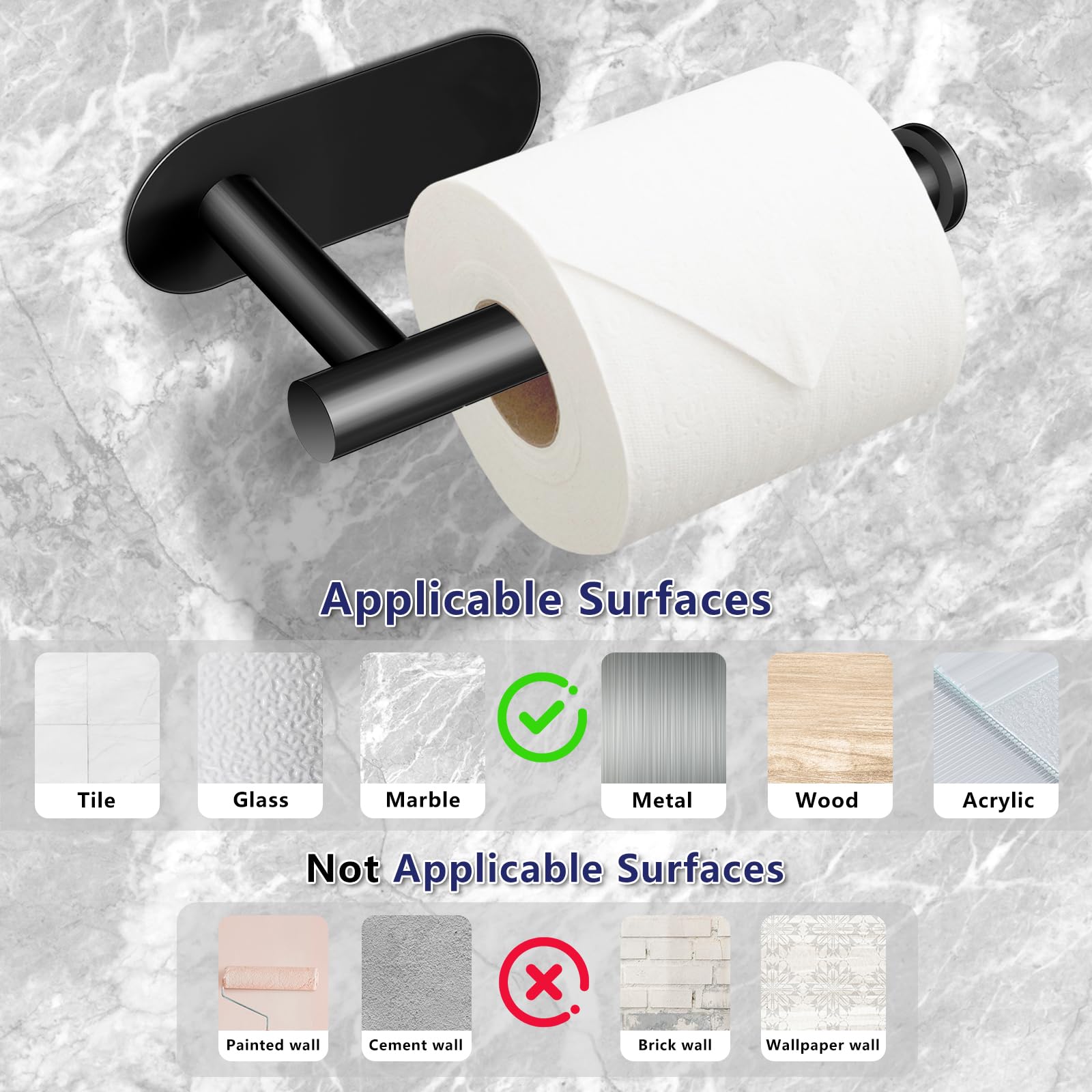 Toilet Paper Holder, Self Adhesive Toilet Paper Holder Wall Mount — Amazon image 7