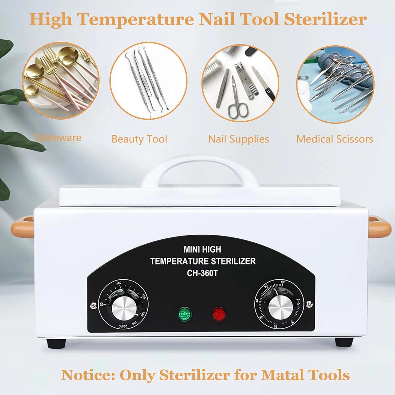 1.5L Autoclave Cabinet,High Temperature Autoclave Sterilizers,Dry Heat Sterilizer Machine for Nail Art Tool Equipment and Dental Instrument（White)