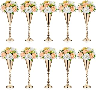 Amylove 10 Pcs Wedding Centerpieces Tall Vases - 21.7 Inch Gold Crystal ...