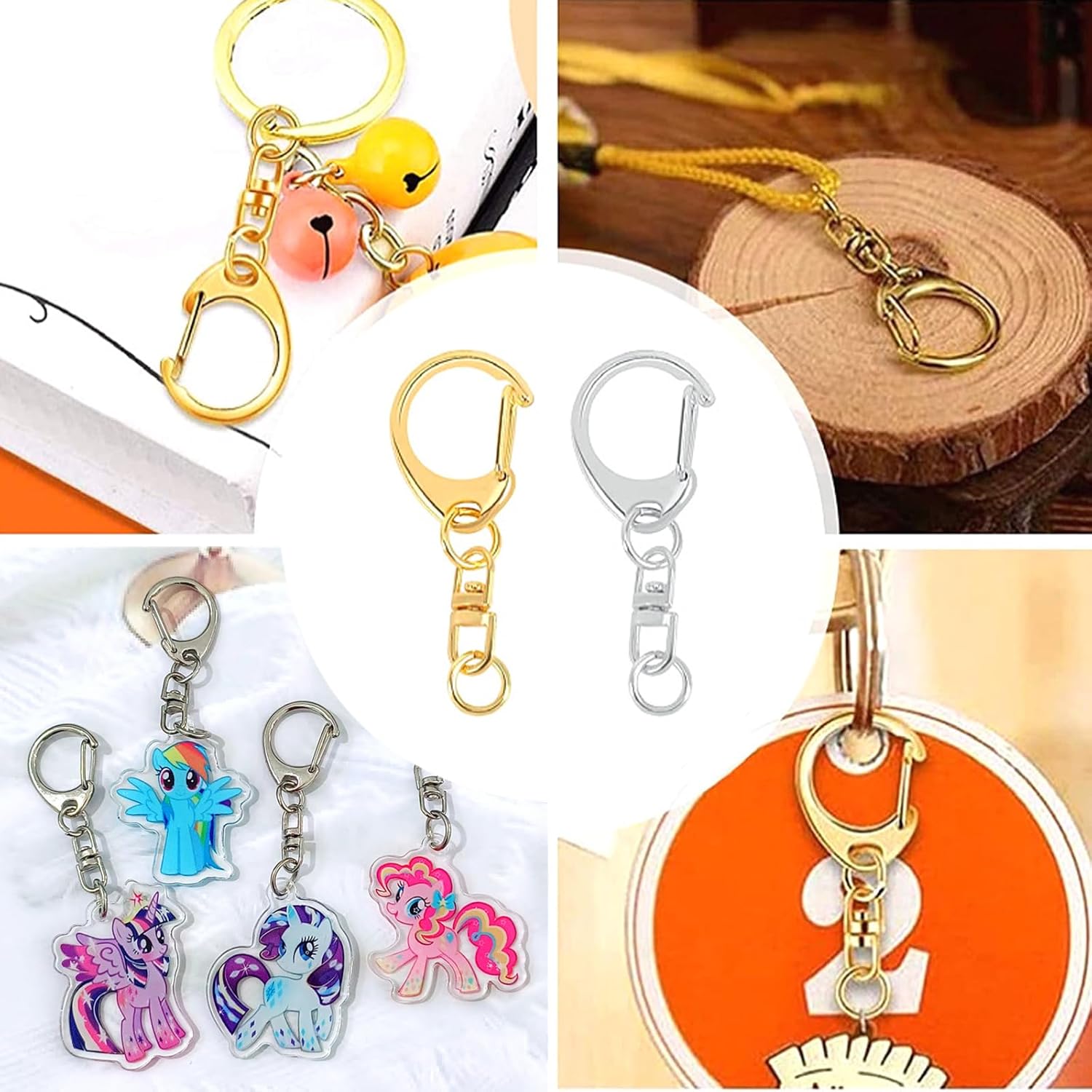 50 Sets Lobster Claw Clasps Keychain Clip D-snap Hook Clips with Swivel Snap and Open Jump Rings for Silver DIY Making Trinket Crafts Diameter 0.7inch (18mm) - Image 6