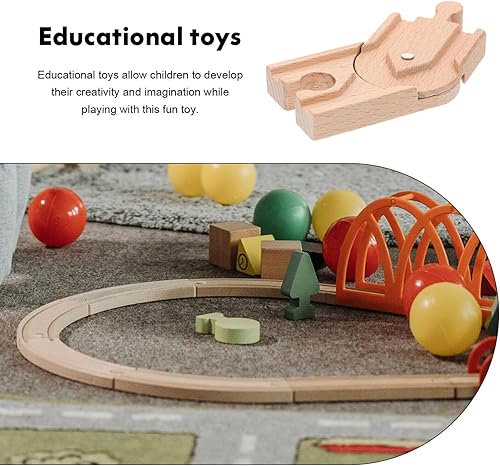 Miniatura 7 de Toyvian Vía de tren de madera  Paquete de expansión compatible con Thomas Wooden Train Track Bloque de expansión de tren de madera Accesorios para