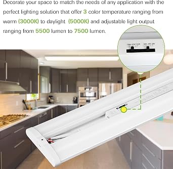 hykolity 4FT 5''W LED Wraparound Light with 3 Wattages/3 CCT Selectable