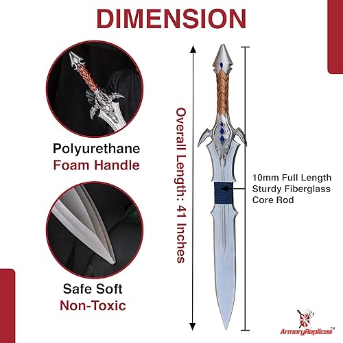Miniatura 2 de Great Storm Sword of Royal Wind  Espada de espuma de poliuretano, disfraz de fantasía, juego de guerra con núcleo de PVC de 0.394 pulgadas