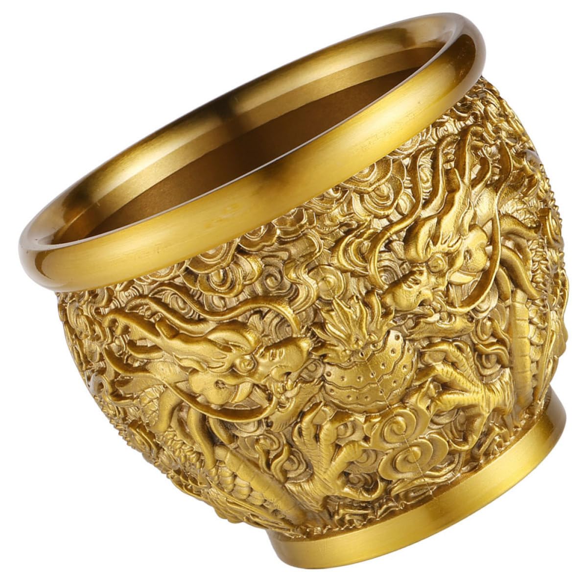 Cuenco de Fortuna de Latón Dorado Chino KOCKSHION para Oficina